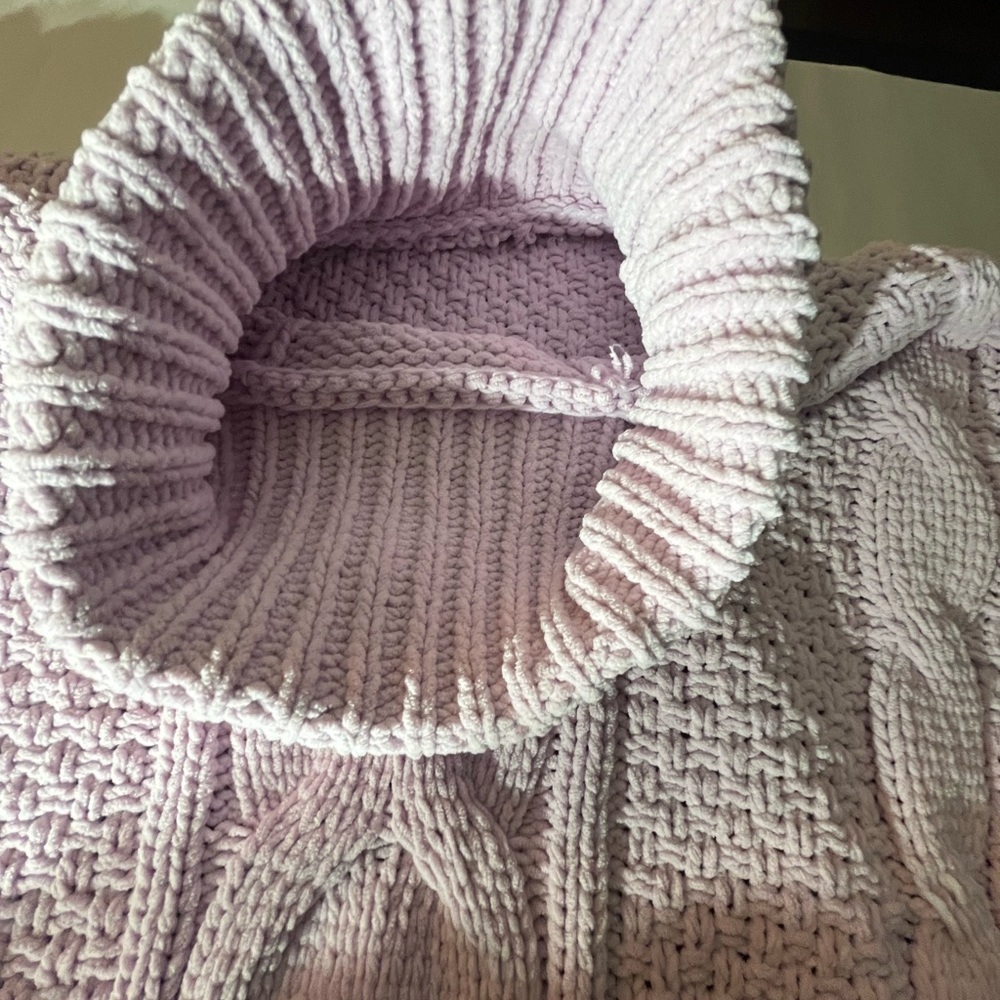 Lavender Cable Knit Crop Turtleneck Sweater grandma core Large - Picture 4 of 8